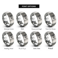 font options for inside engraving on gray key wings rings