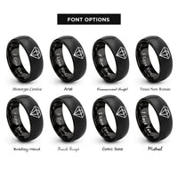 font options for inside engraving on black keyframe diamond rings