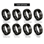 font options for inside engraving on black keyframe diamond rings