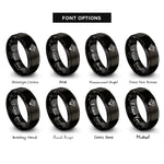 font options for inside engraving on black keyframe diamond rings