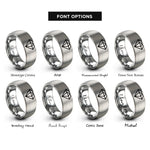 font options for inside engraving on gray keyframe diamond rings