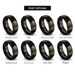 font options for inside engraving on gunmetal & black keyframe diamond rings