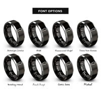 font options for inside engraving on black & gray keyhole rings