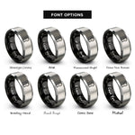 font options for inside engraving on black & grey keyhole rings