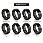 font options for inside engraving on black keyhole rings