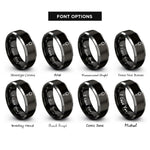 font options for inside engraving on black & grey keyring rings