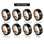 font options for inside engraving on black & rose gold keys wreath rings
