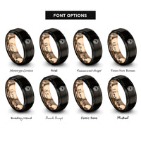 font options for inside engraving on black & rose gold keys wreath rings