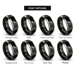 font options for inside engraving on black & grey keytar rings