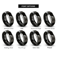 font options for inside engraving on black & grey keytar rings