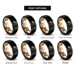 font options for inside engraving on black & rose gold keytar rings