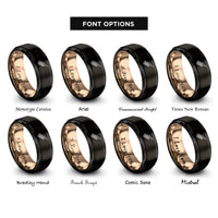 font options for inside engraving on black & rose gold keytar rings