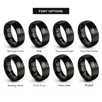 font options for inside engraving on black keytar rings