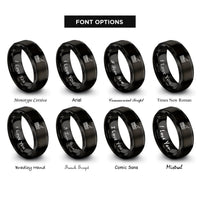 font options for inside engraving on black keytar rings