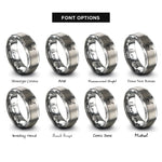 font options for inside engraving on grey keytar rings