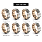 font options for inside engraving on rose gold & gray keytar rings