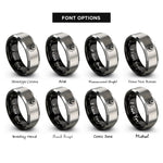 font options for inside engraving on black & grey khanda within circle rings