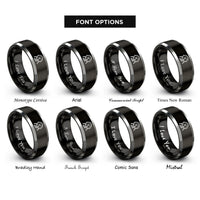 font options for inside engraving on black & gray kick pedal rings