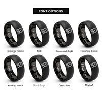 font options for inside engraving on black kick pedal rings