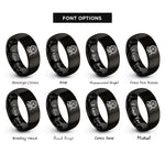 font options for inside engraving on black kick pedal rings