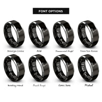 font options for inside engraving on black & grey kick scooter rings