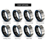 font options for inside engraving on black & blue & grey kickflip rings