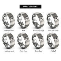 font options for inside engraving on silver kickline silhouette circle rings