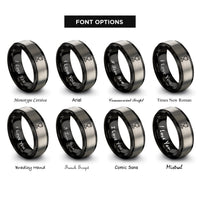 font options for inside engraving on black & gray kiddush cup rings