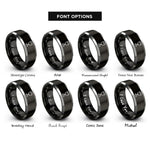 font options for inside engraving on black & grey kiddush cup rings