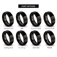 font options for inside engraving on black kiddush cup rings