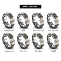 font options for inside engraving on gray kiddush cup rings