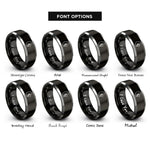 font options for inside engraving on black & gray kidney disease rings
