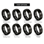 font options for inside engraving on black kidney disease rings