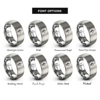 font options for inside engraving on silver kidney disease rings