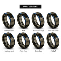 font options for inside engraving on gunmetal & blue kidney rings