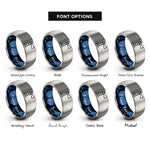font options for inside engraving on blue & silver kilauea lighthouse rings