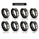 font options for inside engraving on black & silver kilimanjaro africa rings