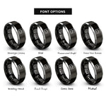 font options for inside engraving on black & silver kilimanjaro africa rings