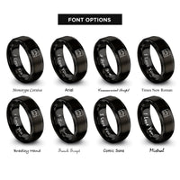 font options for inside engraving on black kilimanjaro africa rings