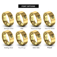 font options for inside engraving on gold kinara seven candles rings