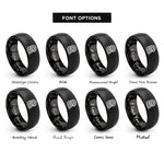 font options for inside engraving on black kinetic rope coiled rings