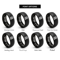 font options for inside engraving on black kinetic rope coiled rings