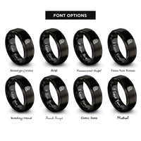 font options for inside engraving on black kinetic rope coiled rings