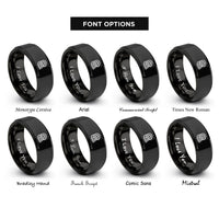 font options for inside engraving on black kinetic rope coiled rings