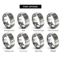 font options for inside engraving on grey kinetic rope coiled rings