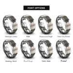 font options for inside engraving on silver kinetic rope coiled rings
