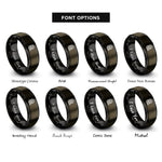 font options for inside engraving on gunmetal & black kinetic rope coiled rings