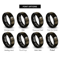 font options for inside engraving on gunmetal & black kinetic rope coiled rings