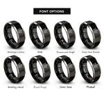 font options for inside engraving on black & gray king crown rings