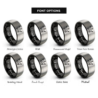 font options for inside engraving on black & grey king crown rings